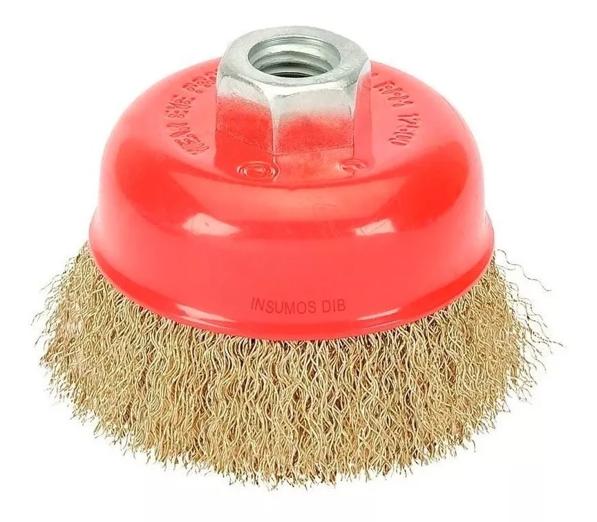 Cepillo Copa FPL Alambre Rizado Bronceado Ø75 Mm - Tuerca M14